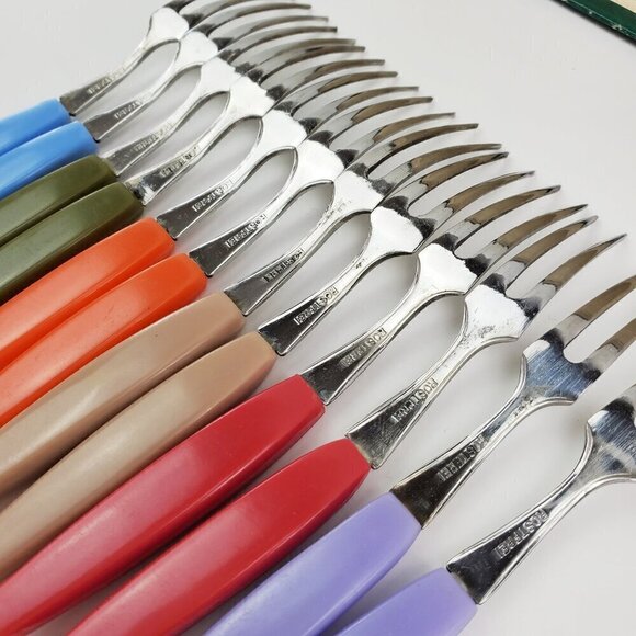 German Cocktail Little Forks Vintage Rostfrei Stainless Steel No. 866 Set 12 MCM - Picture 3 of 12